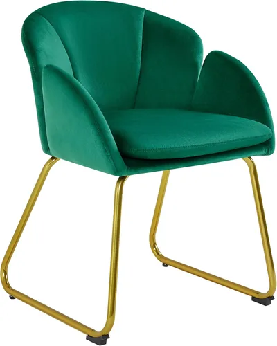 Miniatura 10 de Yaheetech Sillón moderno de terciopelo para tocador, silla de maquillaje en forma de flor con patas de metal dorado para sala de estar, sala
