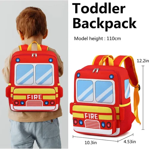 Miniatura 2 de Mochila para niños pequeños, preescolar, autobús, bolsa de libros 3D para jardín de infantes con lonchera aislante