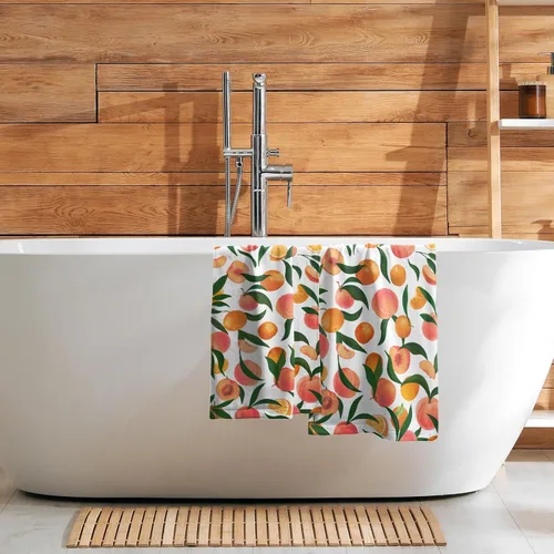Miniatura 7 de Giwawa Juego de 2 toallas de mano de color naranja melocotón, toalla de cara con diseño de frutas, bonito diseño brillante y colorido, toalla facial