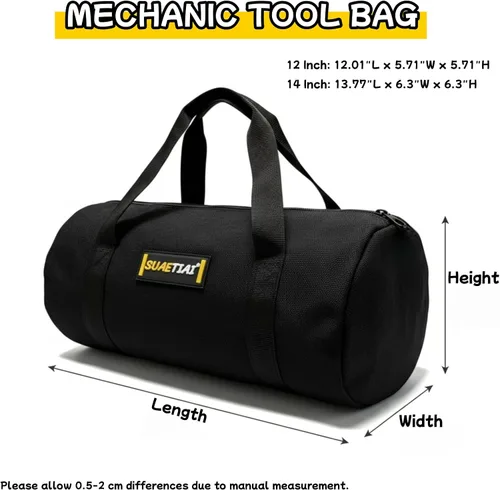 Miniatura 3 de Bolsas de herramientas pequeñas de 14 pulgadas para hombres, bolsa de almacenamiento de herramientas con cremallera de boca ancha, bolsa de Negro-14