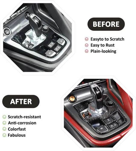 Miniatura 2 de Adhesivo suave de fibra de carbono para el interior del automóvil para Jaguar F-Type 2013-2026 Cubierta de la consola central (estilo B, negro)