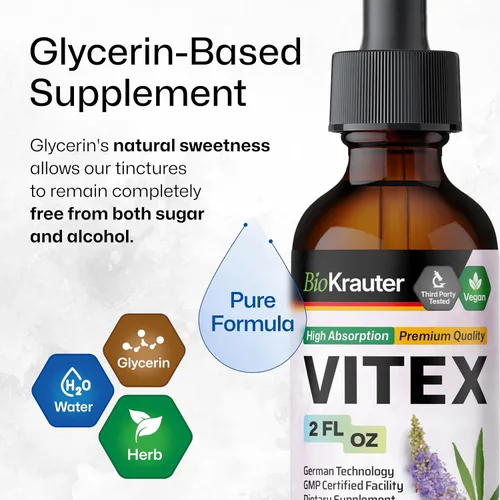 Miniatura 7 de BIO KRAUTER Vitex Chasteberry Suplemento para mujeres y apoyo para la menopausia* – 2 onzas líquidas 28 días de suministro – Tintura de bayas Vitex