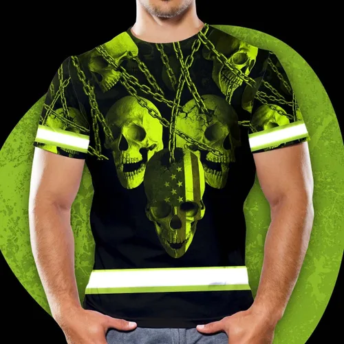Miniatura 5 de Camisa de alta visibilidad para hombre, camisas de seguridad reflectantes con nombre personalizado para patriota, patriótico, veterano, militar