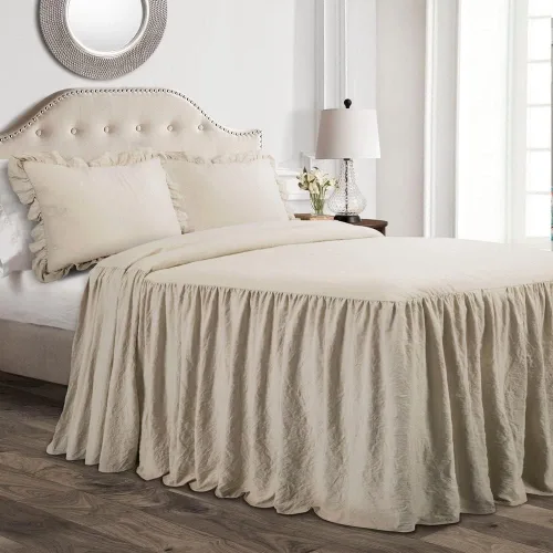 Lush Decor - Juego de colcha con falda de volantes - Juego de 2 piezas de ropa de cama estilo granja lujoso - Detalle elegante de volantes - Estilo