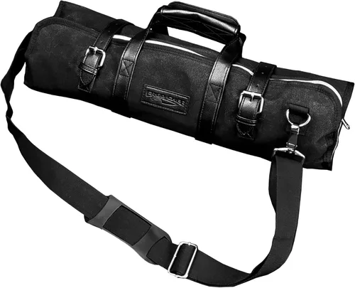 Miniatura 7 de Ergo Chef Estuche para Cuchillos de Chef de 5 Bolsillos Tipo Rollo Plegable Doble (Negro) Ligero - Mezcla Duradera de Nylon/Poliéster - Perfecto