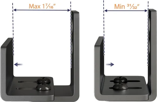 Miniatura 4 de SMARTSTANDARD Guía de piso de puerta de granero ajustable en forma de U, guía inferior flexible para montaje en la pared, material de acero Negro