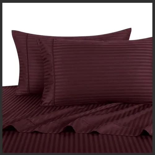 Miniatura 11 de Royal Hotel Bedding Funda de edredón de 300 hilos, 3 piezas, color dorado a rayas, 100% algodón