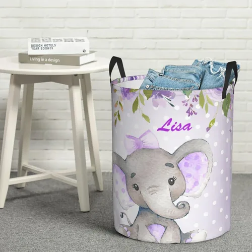 Miniatura 6 de Cesta de lavandería personalizada con nombre, plegable, impermeable, con asas, para ropa de dormitorio, juguetes Opción 4