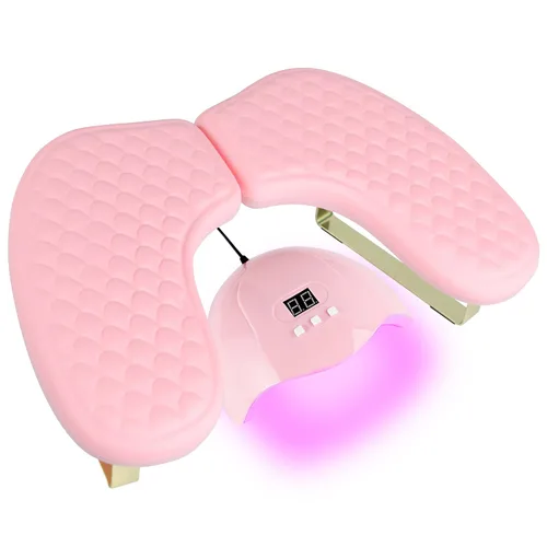 Miniatura 13 de Reposabrazos para tecnología de uñas, piel sintética, diseño de pez, para manicura y pedicura, color rosa