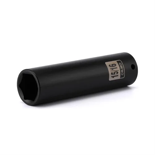 Miniatura 7 de EMENTOL Juego de 2 llaves de vaso de impacto profundo extra largas de 1/2 pulgada, 3/4 pulgadas y 15/16 pulgadas, CR-MO, SAE, 6 puntos de enchufe