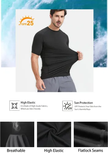 Miniatura 4 de HOPLYNN 6 Pack Compression Shirts Men Short Sleeve Rash Guard Base Layer Athletic Undershirt Gear Workout T-Shirt
