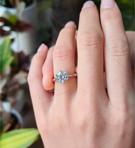 Miniatura 2 de DovEggs 1-3 Carat Brilliant Round G-H-I Color Heart Arrows Cut Moissanite Lab Created Diamond Engagement Ring Sterling Silver Solitaire Moissanite