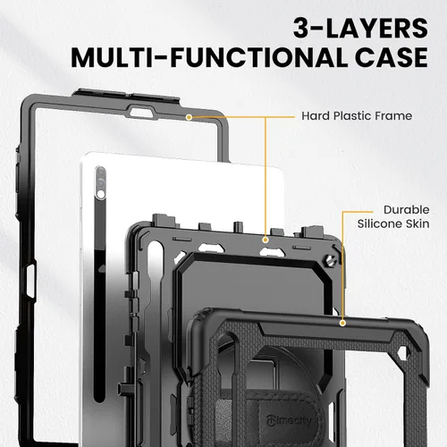 Miniatura 8 de Timecity Funda para Samsung Galaxy Tab S8 Plus/S7 FE 5G de 12.4 pulgadas con protector de pantalla y soporte giratorio de 360° y correa de hombro