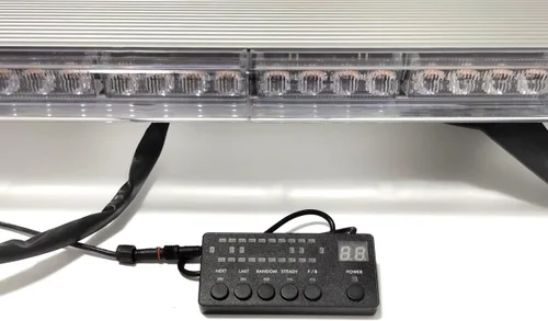 Miniatura 6 de CFLMYYXGS 12V-24V 44" 88 LED ámbar/luz blanca en la azotea barra de luz de advertencia de emergencia 26 patrones estroboscópicos vehículos ley