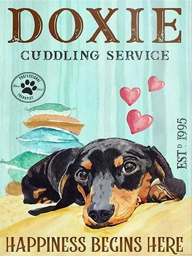 UPABLUNSO Regalo de Navidad de perro salchicha lindo cachorro póster vintage 5D arte de diamantes para adultos, pintura por número para recreación