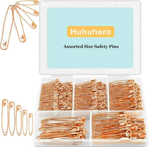 Miniatura 8 de Huhuhero Paquete de 340 pasadores de seguridad surtidos, pequeños y grandes, resistentes para coser ropa, disfraces, 5 tamaños diferentes, pasadores