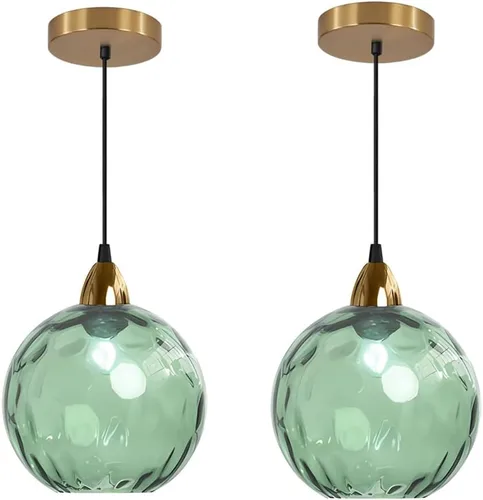 Miniatura 14 de BOKT Moderna Lámpara Colgante de Vidrio Azul Accesorio de Luz Latón Cepillado Dorado Globo Iluminación Colgante 1 Luz Bola Grande Redonda Lámpara