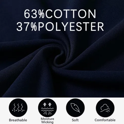 Miniatura 5 de Polo de piqué para hombre, manga larga, con punta de mezcla de algodón, casual, con cuello, ajuste clásico