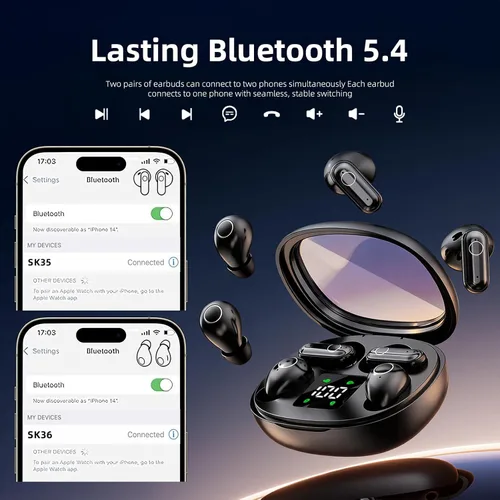 Miniatura 2 de Mini auriculares inalámbricos para dormir para orejas pequeñas, invisibles, de perfil bajo, para dormir y trabajar, pequeños auriculares Negro