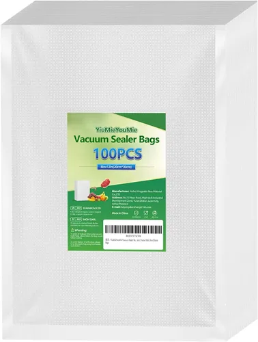 100 bolsas selladoras al vacío de 8 x 12 pulgadas para alimentos, bolsas de sellado al vacío precortadas, seguras para contacto con alimentos,