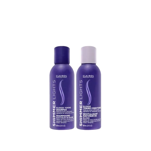Clairol Professional Shimmer Lights - Champú y acondicionador morado | Neutraliza los tonos latones y amarillos | Para cabello rubio, plateado, gris