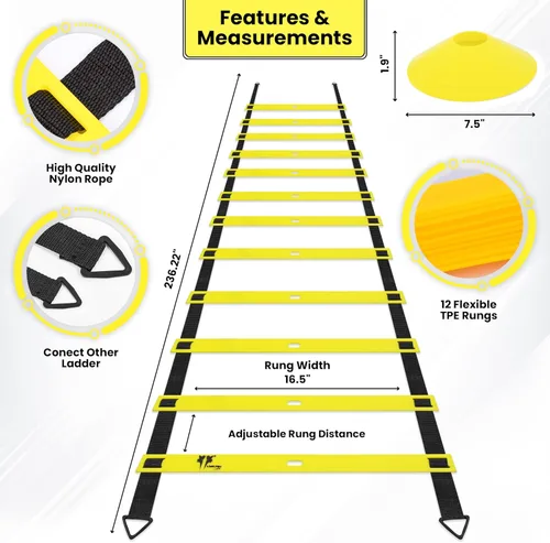 Miniatura 2 de 20ft Sports Agility Ladder for Men Women and Kids, Speed Youth Soccer Agility Training Equipment for Football, Exercise, Tennis, Legs Workout with