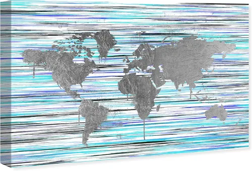 Miniatura 2 de The Oliver Gal Artist Co. Maps - Lienzo decorativo para pared, diseño "Mapamundi Eclectic", decoración del hogar, 15 x 10 pulgadas, gris, morado