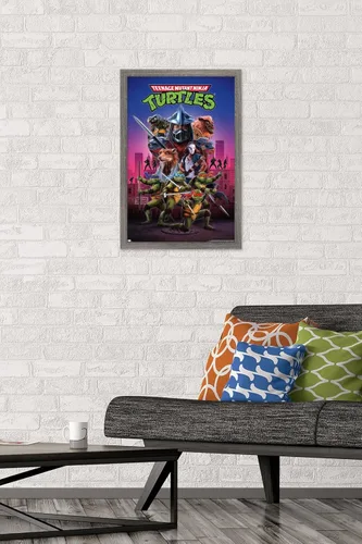 Miniatura 2 de Teenage Mutant Ninja Turtles (1990) - Póster de pared de una hoja, 22.4 pulgadas de largo x 14.7 pulgadas de ancho, versión enmarcada de madera