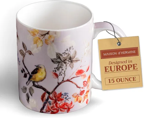 Miniatura 23 de Maison d' Hermine Taza de café con asas, tazas de porcelana fina de hueso, paquete de dos tazas de té para bebidas calientes, capuchino, latte, 015