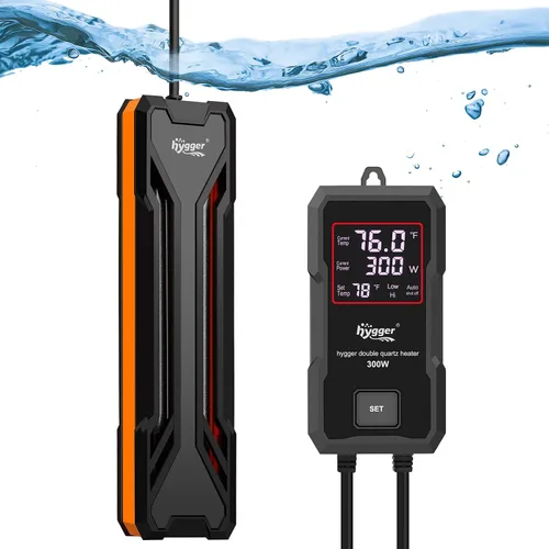 Miniatura 8 de hygger Calentador para Acuarios 300W/500W/800W/1000W, Calentador Sumergible para Tanque de Peces con Controlador LED Digital y Sistema Inteligente