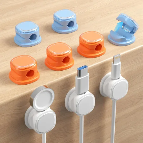 Miniatura 13 de Paquete de 9 organizadores de cables, gestión de cables de resorte, bonitos clips adhesivos para cables, cargador de teléfono para escritorio