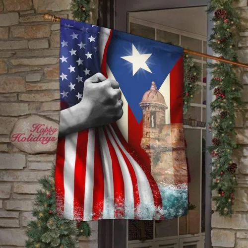 Miniatura 7 de Banderas de Puerto Rico – Bandera estadounidense puertorriqueña – Bandera de jardín de 12 x 18 pulgadas, decoración para exteriores, lona resistente