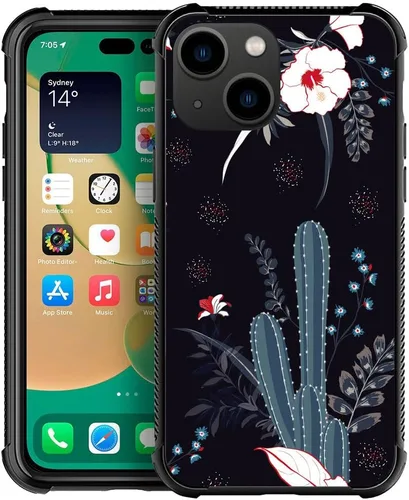 Miniatura 62 de ZHEGAILIAN Funda compatible con iPhone 14, funda de munición AK 47, parte trasera de vidrio templado+funda protectora de TPU de silicona suave