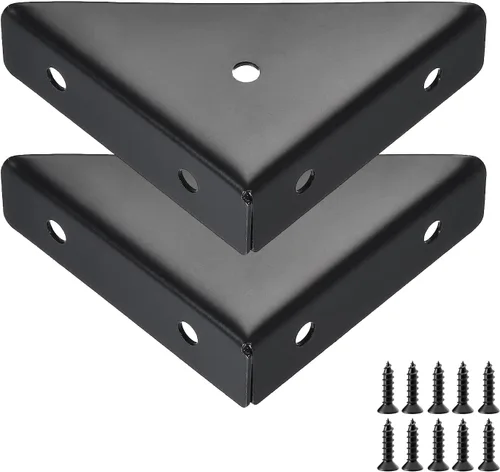 Paquete de 2 soportes de esquina de cama, soportes de estante tipo oculto, soporte triangular, soportes de acero laminado en frío para unión de