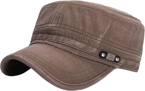 Miniatura 19 de Gorra militar unisex, estilo cadete, ajustable, de algodón lavado, con parte superior plana, gorra de béisbol