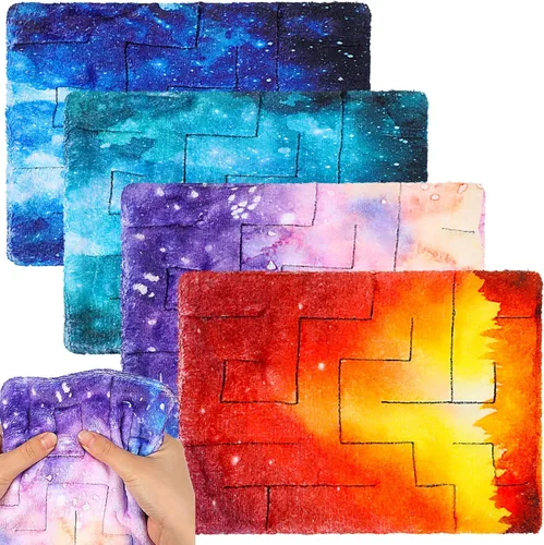 4 piezas de tapete sensorial de laberinto de mármol, juguetes fidget para aliviar el estrés, tapete sensorial calmante para aliviar la ansiedad,