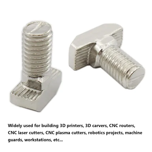 Miniatura 4 de 20 tornillos deslizantes de rosca M8 con ranura en T, acero al carbono, acero al carbono, niquelado, tornillos en forma de T para perfil de aluminio