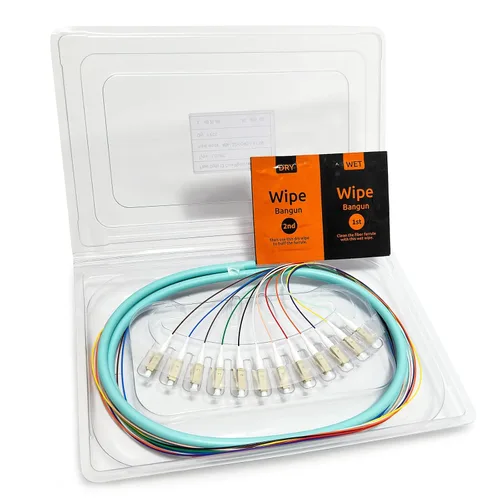 Miniatura 16 de 6 hilos multimodo OM1 62.5/125 ST-UPC fibra coleta, ST OM1 fibra óptica coleta, incluye 6 mangas de protección de fibra óptica de empalme de fusión