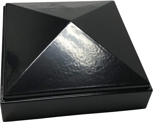 Miniatura 2 de Tapa de poste piramidal de aluminio de 3 x 3 pulgadas para postes de metal, ajuste a presión, color negro con recubrimiento en polvo, resistente al