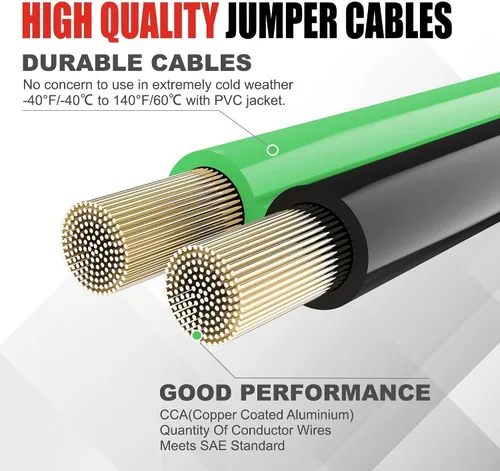 Miniatura 6 de cables de puente calibre 4 de 20 pies con protector de seguridad inteligente - Cable de batería resistente con protección contra polaridad inversa