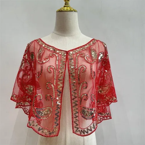 Miniatura 2 de Specell 1920s Shawls and Wraps for Evening Dresses,Wedding Shawl,Handmade Sequin Beaded Evening Shawl Bridal Wrap 22