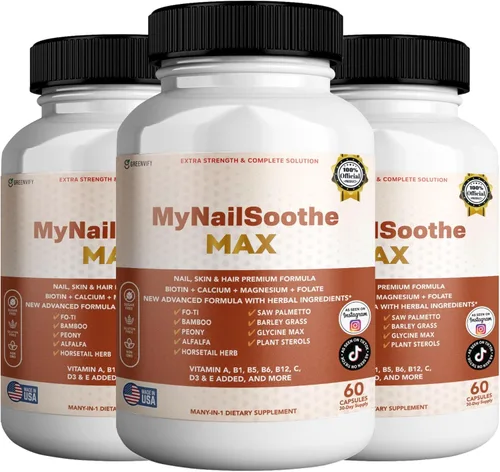 Miniatura 6 de MyNailSoothe MAX Suplemento para cabello, piel y uñas, 60 cápsulas, con biotina 5000mcg, vitaminas, minerales y mezcla de hierbas (2)