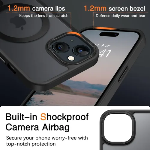 Miniatura 5 de BENTOBEN Compatible con iPhone 15 Plus, Funda de teléfono magnética translúcida mate delgada a prueba de golpes [Compatible con MagSafe] Funda
