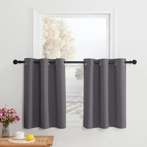 Miniatura 207 de NICETOWN Cortinas opacas de cocina para ventana sobre el fregadero, aislamiento térmico, decoración del hogar, pequeños niveles opacos con ojales