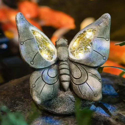 Miniatura 9 de Rezpuao Estatua de jardín de lagarto, decoración solar de lagarto para exteriores, figura de lagartos de resina con luz solar para patio, balcón