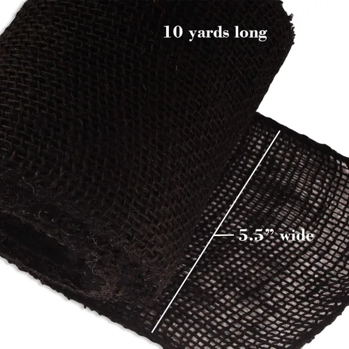 Miniatura 4 de JubileeYarn - Cinta de yute de arpillera para manualidades, 5.5 pulgadas x 10 yardas, color negro, 1 rollo