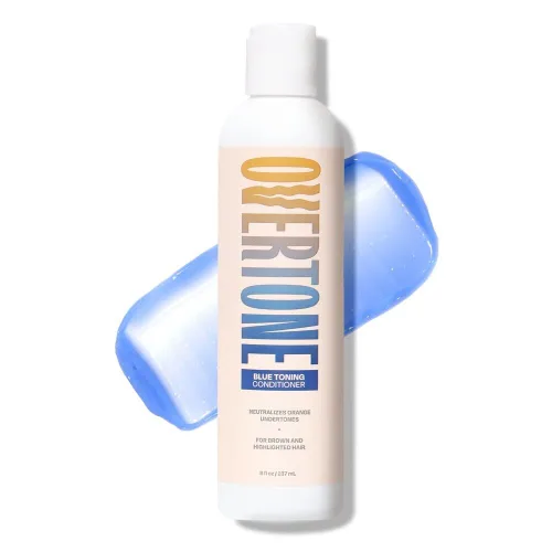 oVertone Haircare - Acondicionador tonificante azul, neutraliza el cobrizo para cabello rubio a castaño claro, fórmula profundamente hidratante con