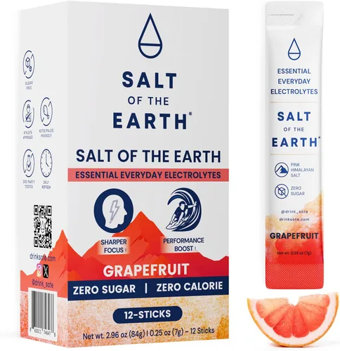 Miniatura 20 de Salt of the Earth - Polvo de electrolitos premium sin azúcar - Hecho con sal rosa del Himalaya - Paquetes de polvo para hidratación Ingredientes