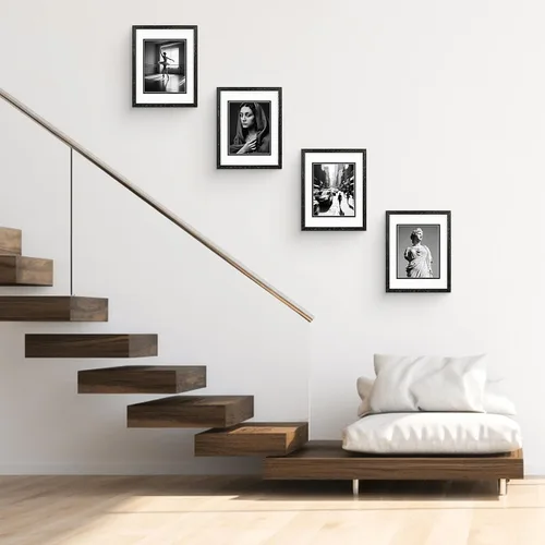 Miniatura 7 de Golden State Art, Marco de madera negra envejecida de 11 x 14 pulgadas con paspartú doble blanco sobre negro, muestra fotos de 8 x 10 pulgadas