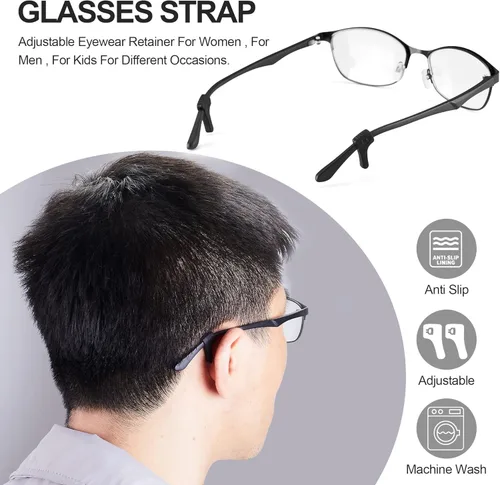 Miniatura 5 de lvvfit Ganchos antideslizantes para las orejas, retenedores de lentes de silicona para lentes de sol (negro+transparente, 10 pares)